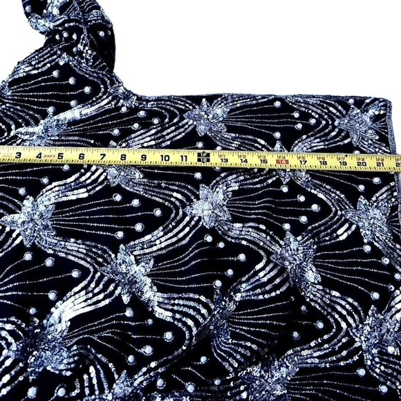 Vintage Retro Black Hand-Beaded Sequin Women's Top 100% Silk Size Medium - Picture 6 of 7